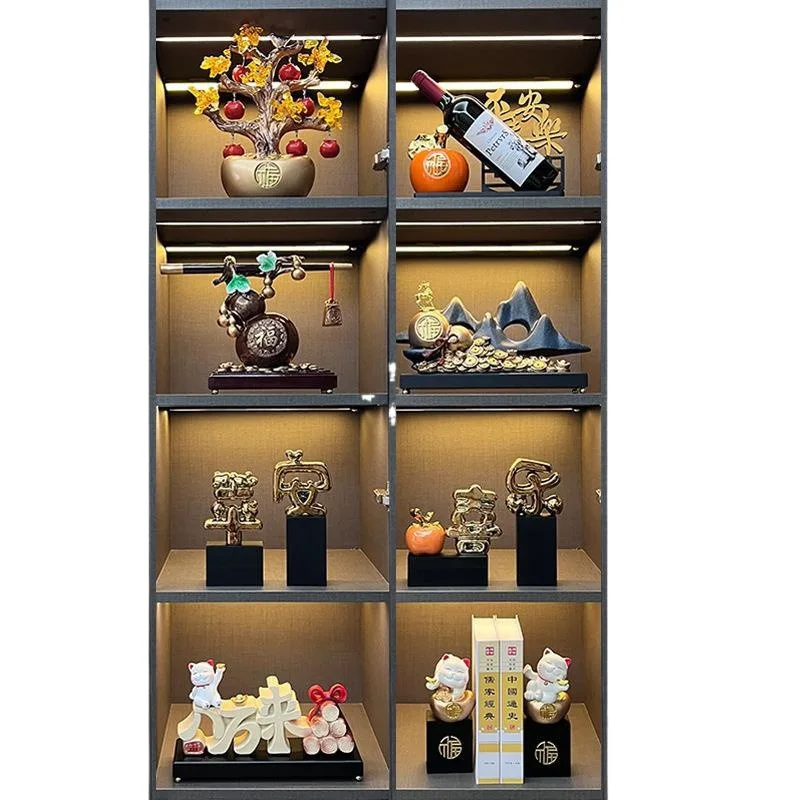 

Wine cabinet decoration ornament light luxury living room set home TV glass cabinet open grid