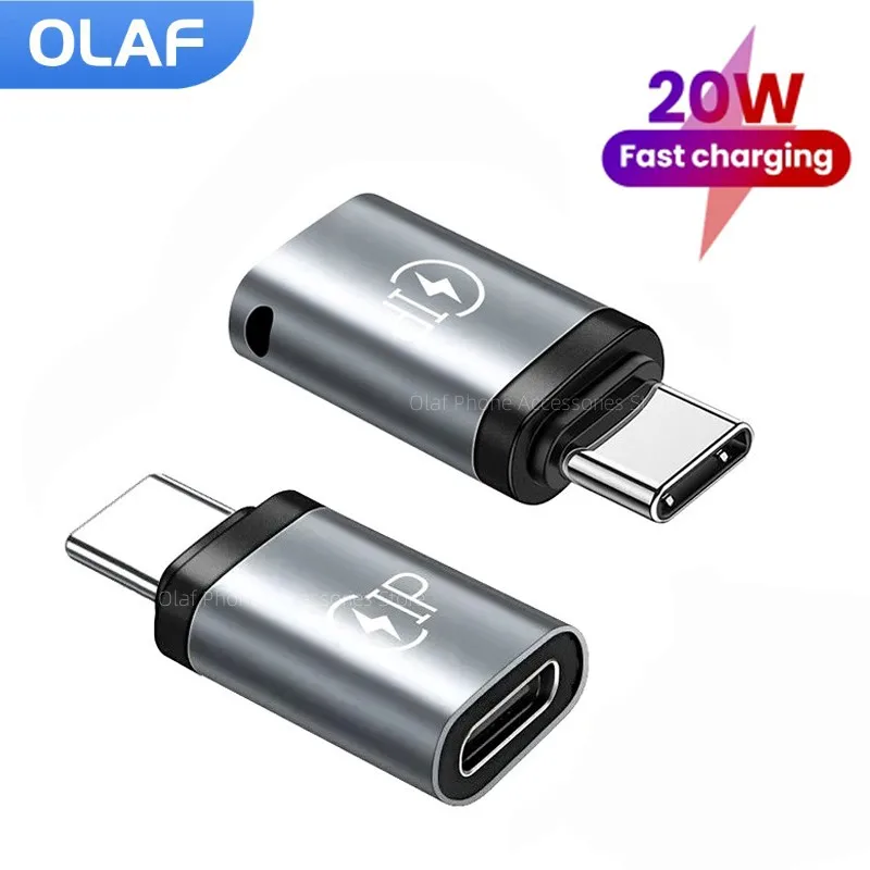 Olaf 20W  Lightning Female To USB C Male Charger Adapter For IPhone 15 Pro Max Samsung  Type C To 8Pin Charging Data  Adaptador