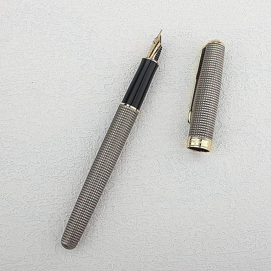 Imagem -05 - Nova Cor Caneta-tinteiro de Metal para Escritório e Escola Canetas de Tinta Escrita Requintada e Retro Gravado Gift Fine Nib Papelaria 05 mm