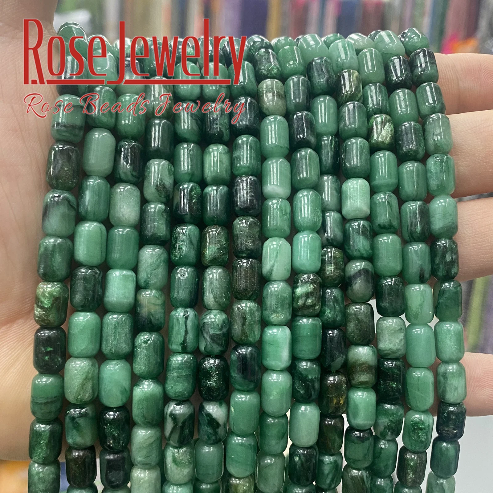 Natural Stone 6*9mm Green Emerald Crystal Cylinder Square Beads for Jewelry Making DIY Charms Bracelets Accessories