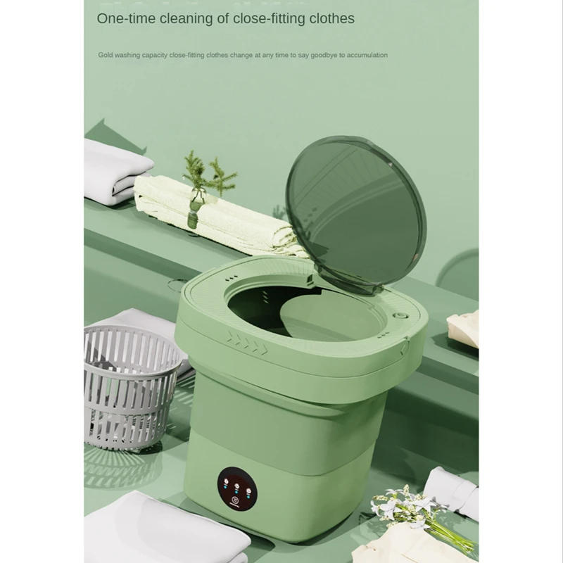 6.5L Foldable Washing Machine Portable Mini Socks Underwear Panties Washing Machine for Dormitories Camping US Plug-ABLM