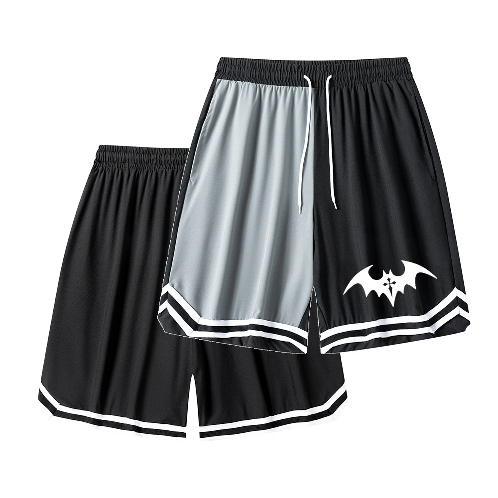 Męskie oddychające spodenki do koszykówki z elastycznym sznurkiem w pasie, szybkoschnące spodenki sportowe z nadrukiem nietoperza, spodenki treningowe do fitnessu, spodenki codzienne.