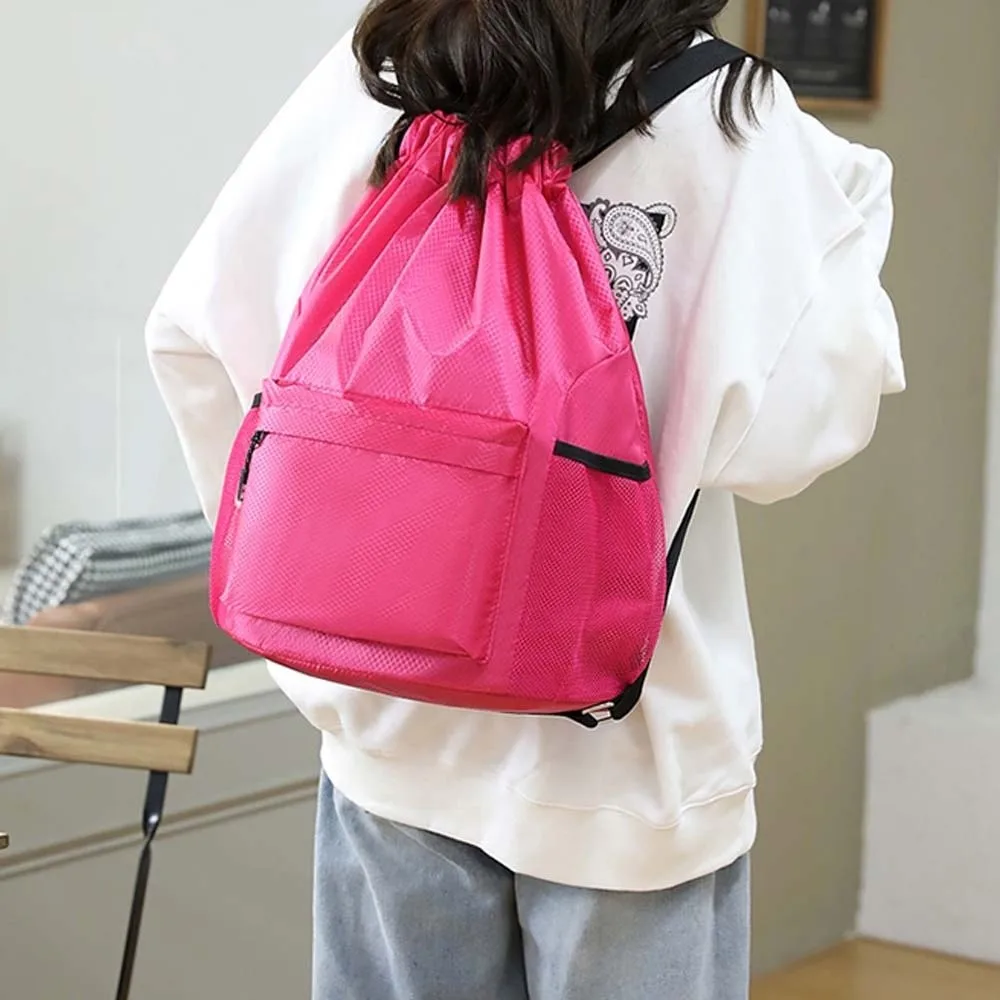Portable Gym Drawstring Bag Quick Drying Adjustable Straps Oxford Cloth Backpack Anti-splash Water Large Capacity