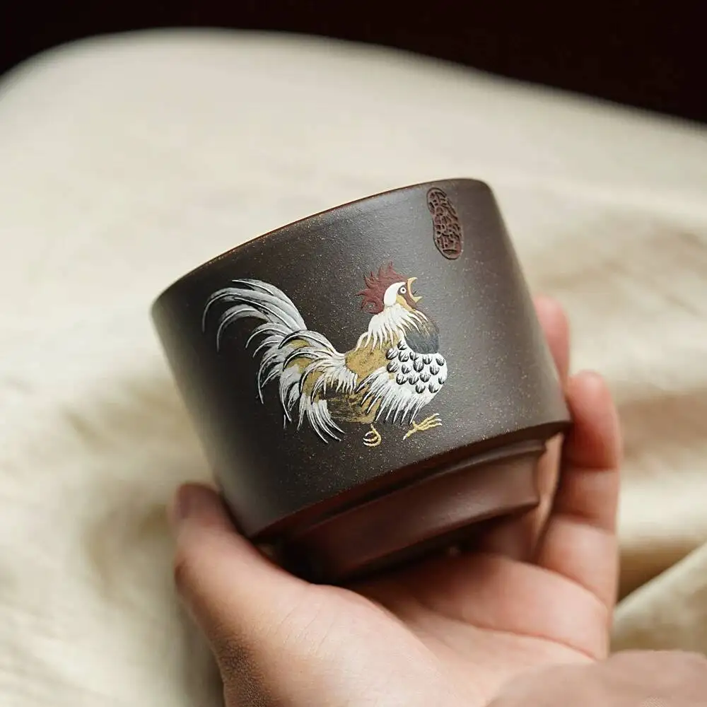 Yihu Chun High-End Yixing Purple Clay Tea Tasting Hand-Painted By Famous Artist Wu Chunyan, Master Cup, Good Luck And Prosperity