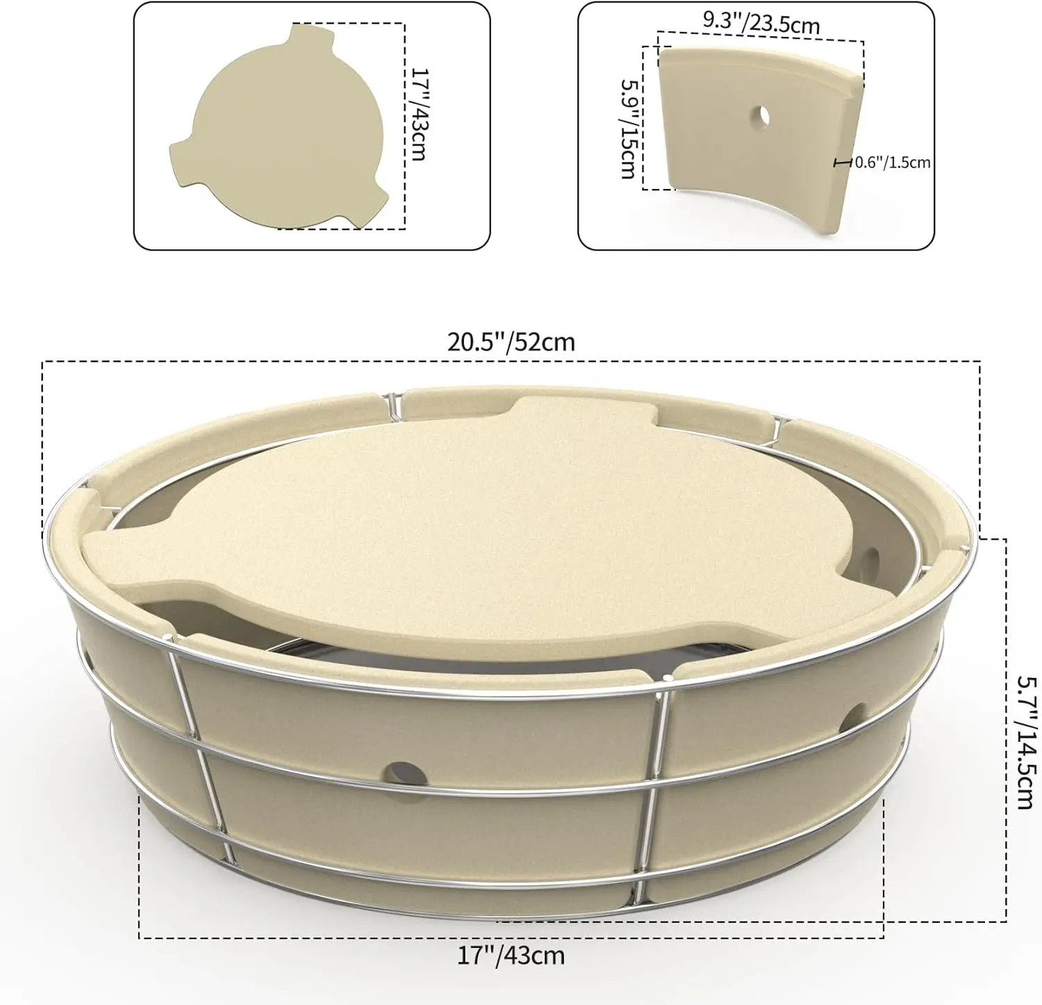 

Корзина для угольного пепла из нержавеющей стали, набор угольного огня с теплодефлектором для 22-дюймовых угольных грилей для чайников — новая популярность