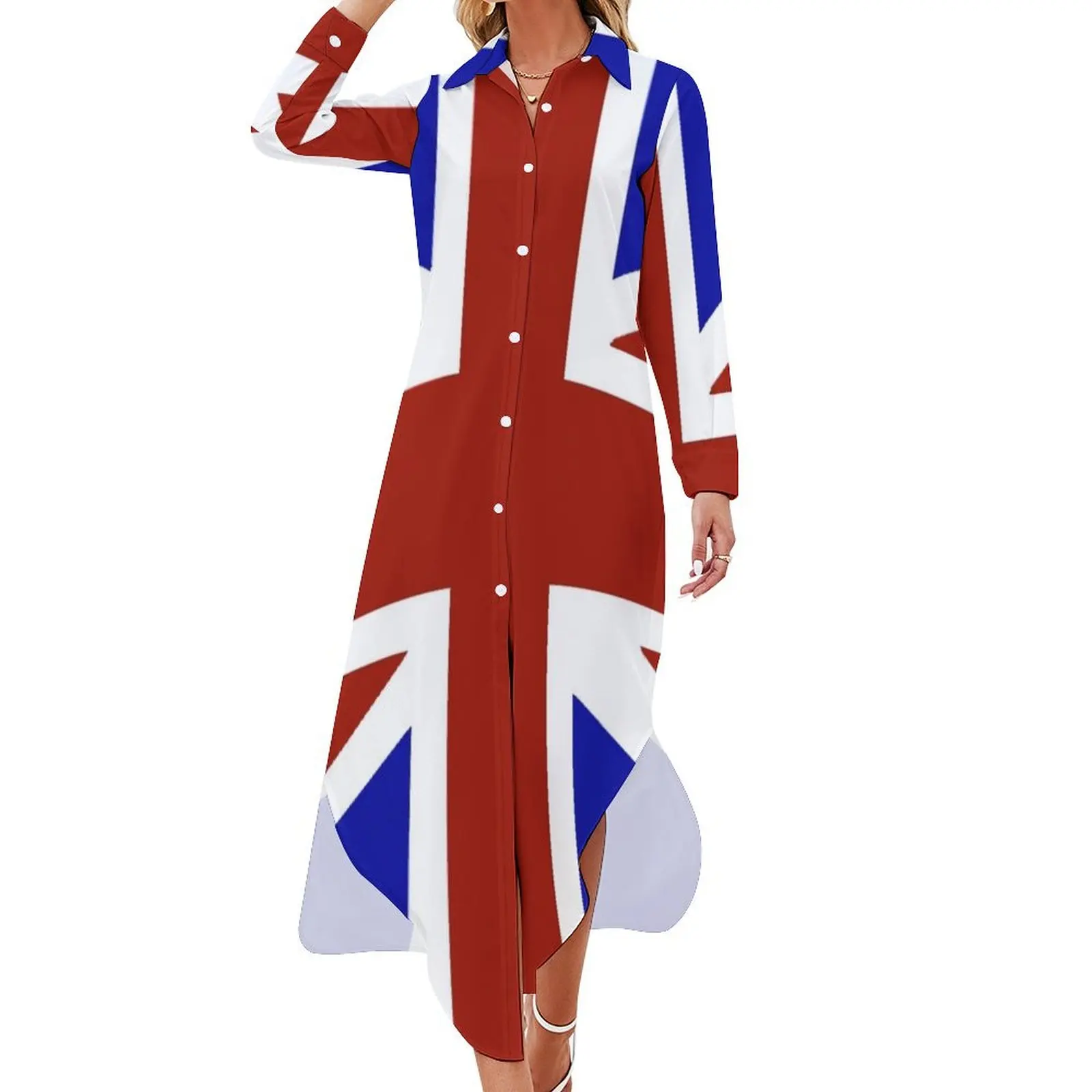 

Union Jack (Dark) Long Sleeved Shirt Dress dresses for women Long dress woman dresses for women 2024