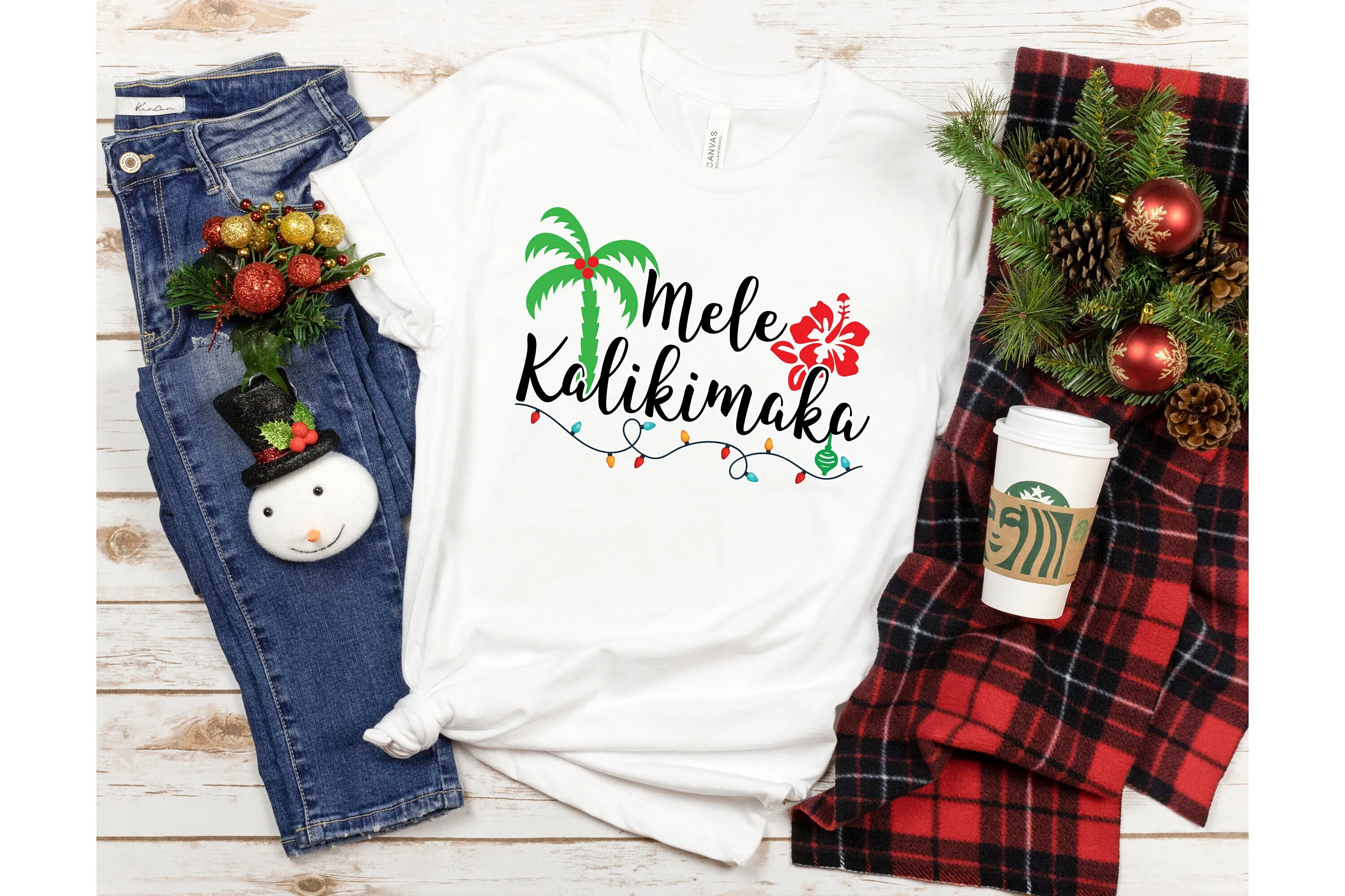 Mele Kalikimaka Bella Canvas T Shirt Trendy Hawaiian Island Beach Christmas Holiday Festive Party