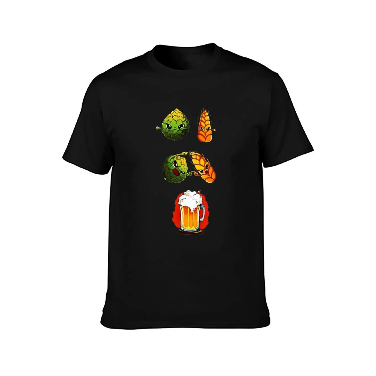 Wheat Hop Beer Fusion Dbz Funny Cartoon Print T-Shirt Casual All Match Short Sleeve T-Shirt
