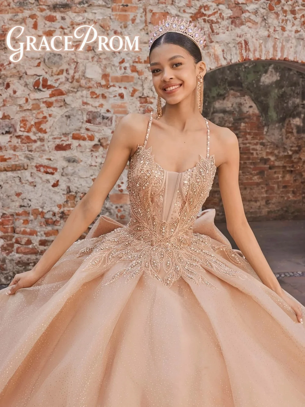 

Романтичное бальное платье на тонких бретелях с изысканной 3D-аппликацией из бисера в виде листьев, популярное синее платье для Quinceañera, Vestidos De 15 Años