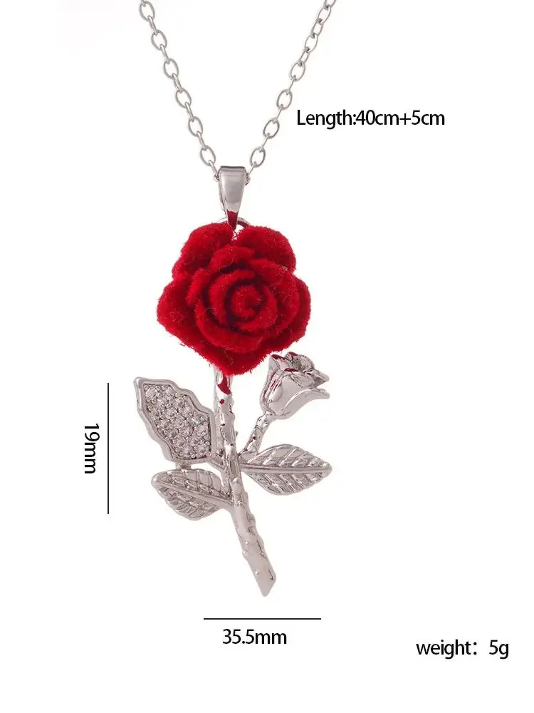 Romantische einfache Rosenblüten-Halskette für Frauen, zarte Kupferblüten-Anhänger-Kette, Halskette, Freundschaftsschmuck, Geschenke – Detail 8