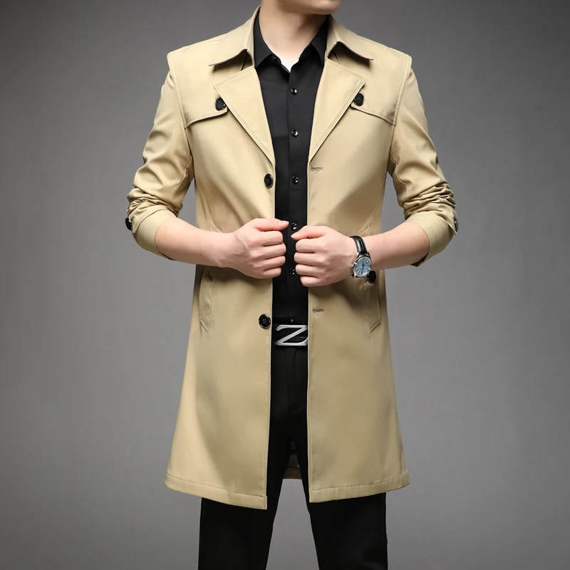 Thoshine Brand Spring Autumn Men Trench Coats Superior Quality Male Fashion Outerwear Jackets Long Plus Size 6XL