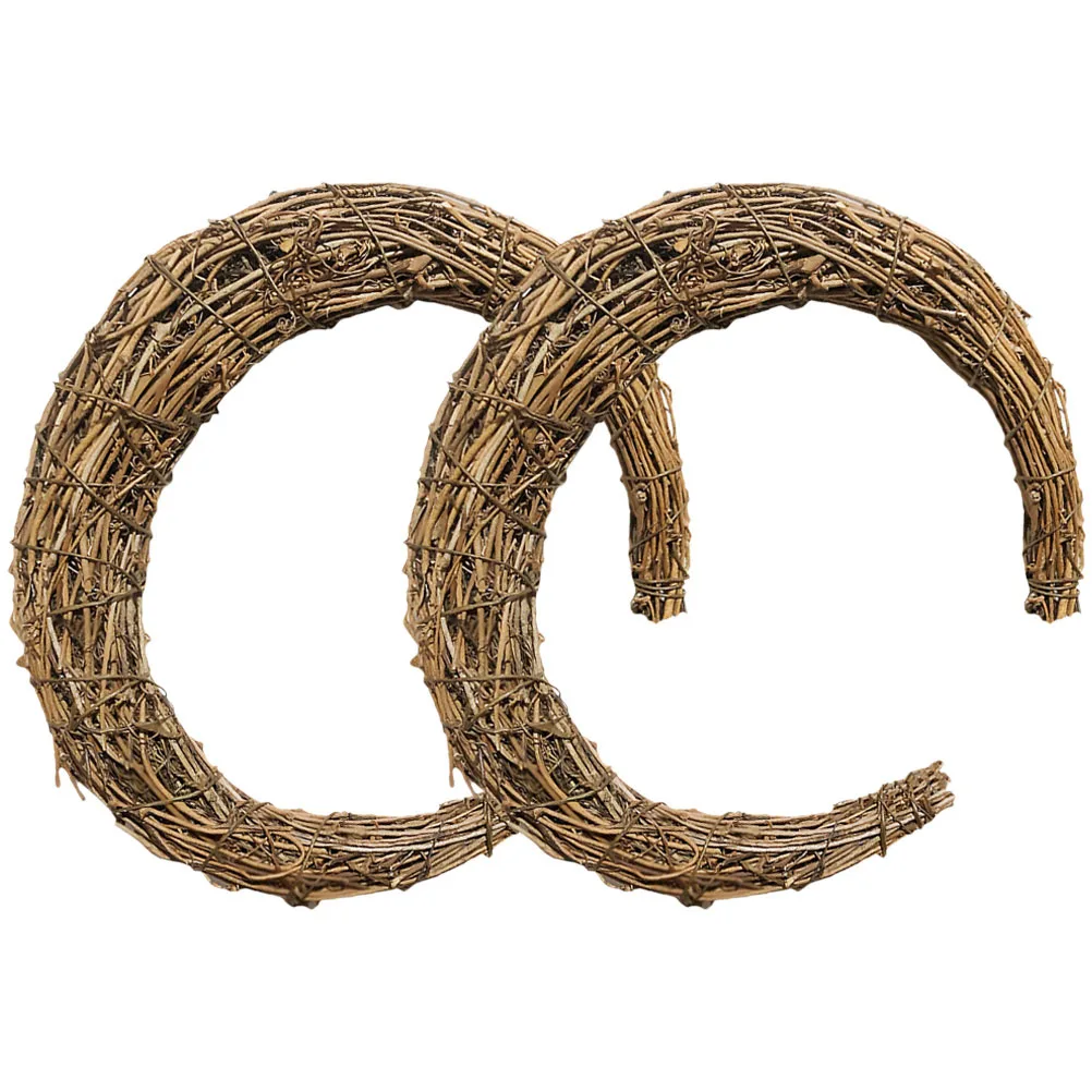 

2 Pcs Moon Shape Wall Decoration Diy Rattan Wreath Iron Wire Garland Making Rings for Garlands Frame Craft