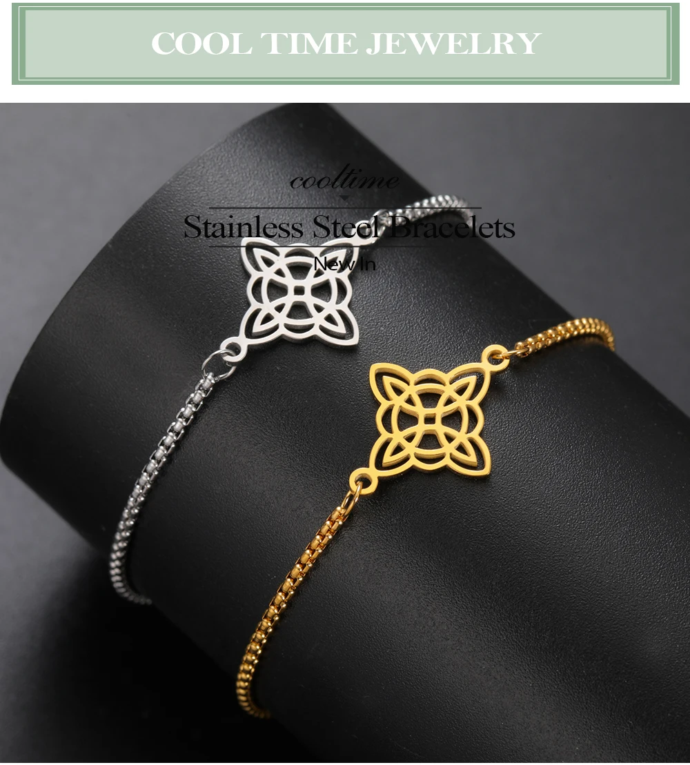 COOLTIME Irisches Wicca-Hexenknoten-Armband, Edelstahl, keltischer Knoten, verstellbare Damen-Armbänder, Modeschmuck, Geburtstagsgeschenk – Detail 1