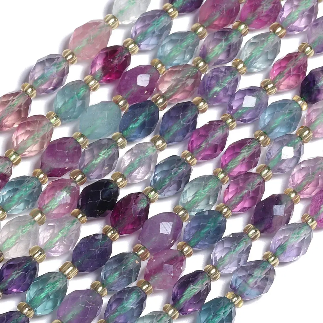 6x8MM Natural Faceted Stone Purple Colorful Fluorite Round Spacer Beads For Jewelry Making DIY Bracelet Earrings Accessories