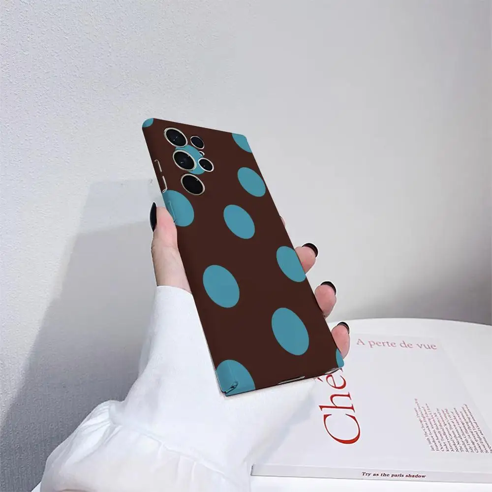 Vollbild Polka Dots Ins Koreanische Süße Handyhülle Für Samsung S25 24 23 ULTRA Plus S22 Glänzende HD Hard Cover Film Shell