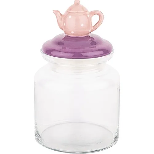 Tantitoni Pink Teapot Ceramic Jar With Lid 1085 ml