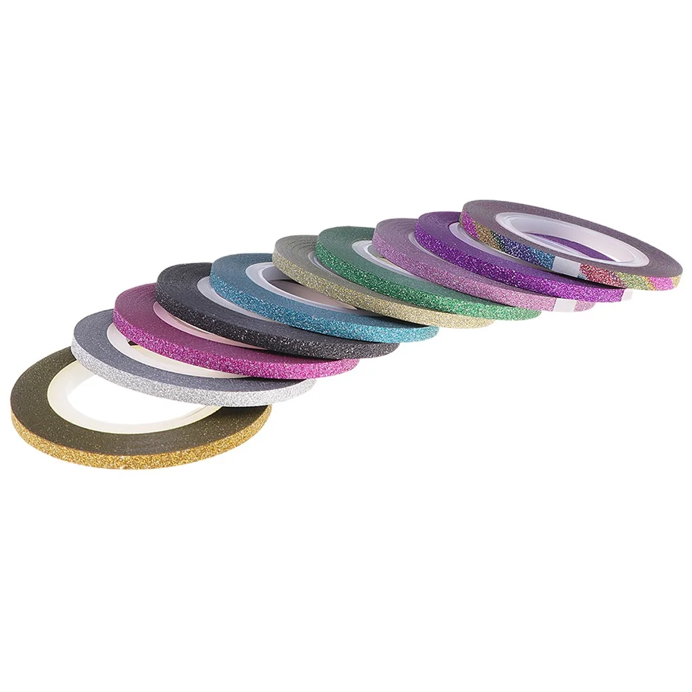 20 pièces 3mm 0.1 pouces ruban auto-adhésif pour Nail Art autocollants de ligne givrée 10 couleurs pour la maison et le usage professionnel ruban à ongles