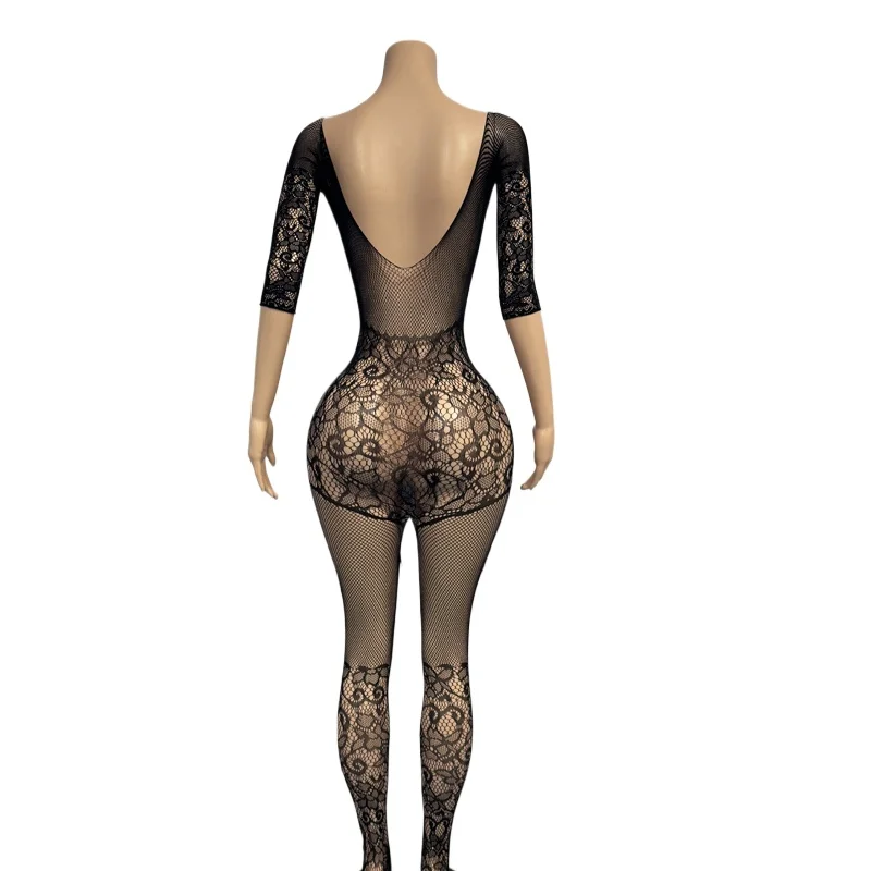 

Sexy Crotchless Lingerie Full Sleeve Bodystockings Mesh Transparent Babydolls Underwear Erotic Fishnet Hollow Baby Dolls Dresses