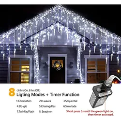 Christmas Decoration 2025 Led Curtain Garlands Waterproof Icicle Lights Outdoor Street Garland Winter New Year 2025 Festoon