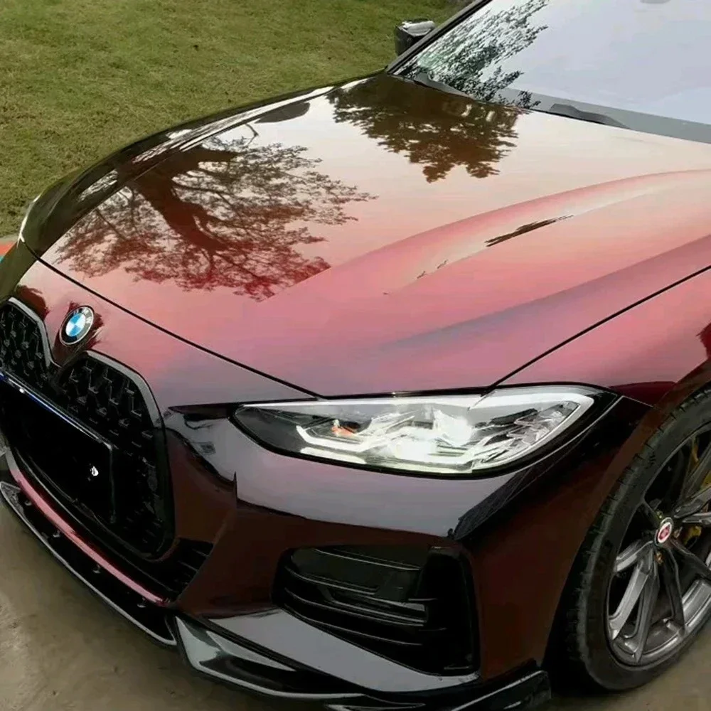 1.52*18 meter newest black red PET gloss car vinyl wrap vehicle wraps films