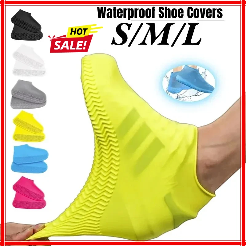 Wasserdichte Silikon-Schuhüberzüge S/M/L, rutschfeste Gummi-Regenstiefel-Überzüge, Zubehör für regnerische Tage im Freien, 1 Paar