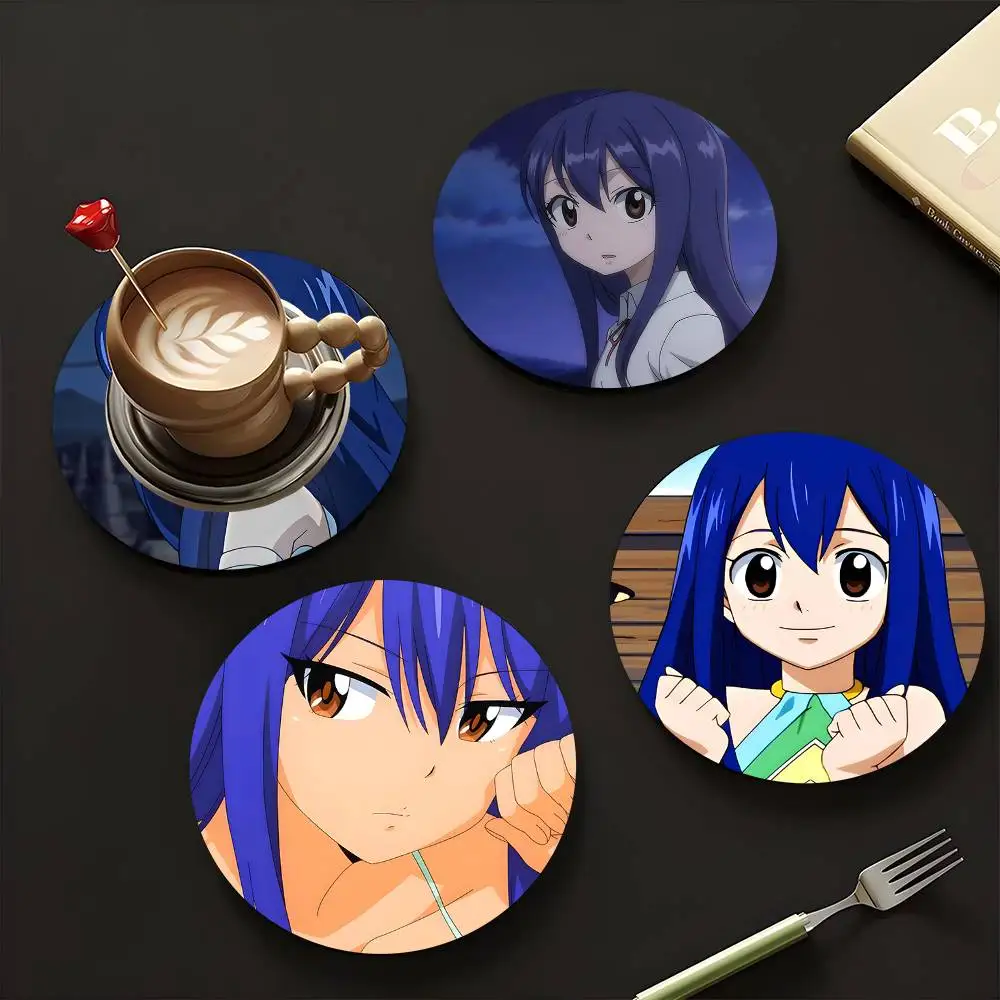 1pc Wendy Marvell Anime Characters Wooden Coaster Colour Printing Cup Mat Home Desk Decoration Gifts