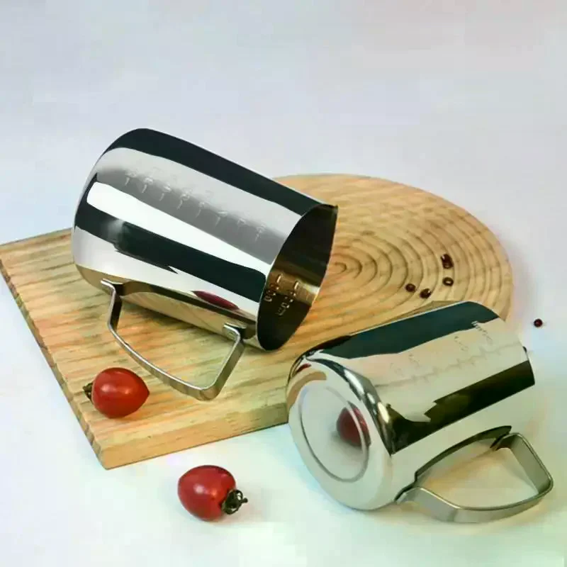 Steel Milk Frothing Pitcher With Internal Scale And Ergonomic Handle Perfect For Home Coffee Latte Art Making Stainless