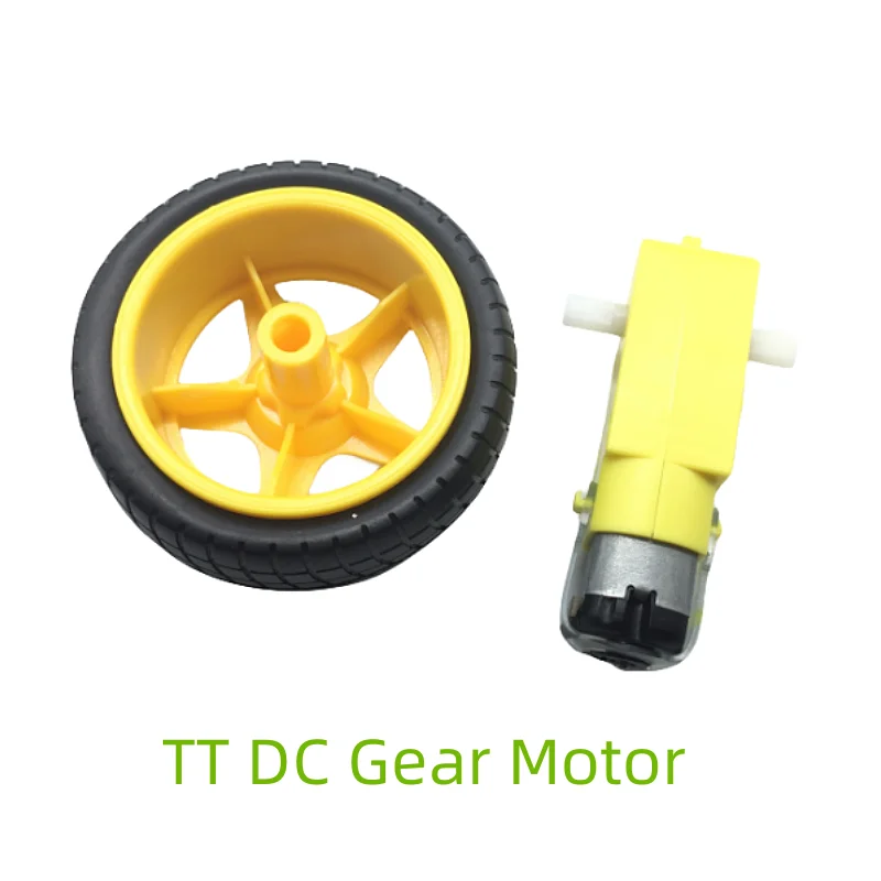 

TT DC Gear Motor,DC3V-6V Strong Magnetic Anti-interference Smart Car Chassis Double/Single Shaft 1:48/1:120 with 67MM Wheel