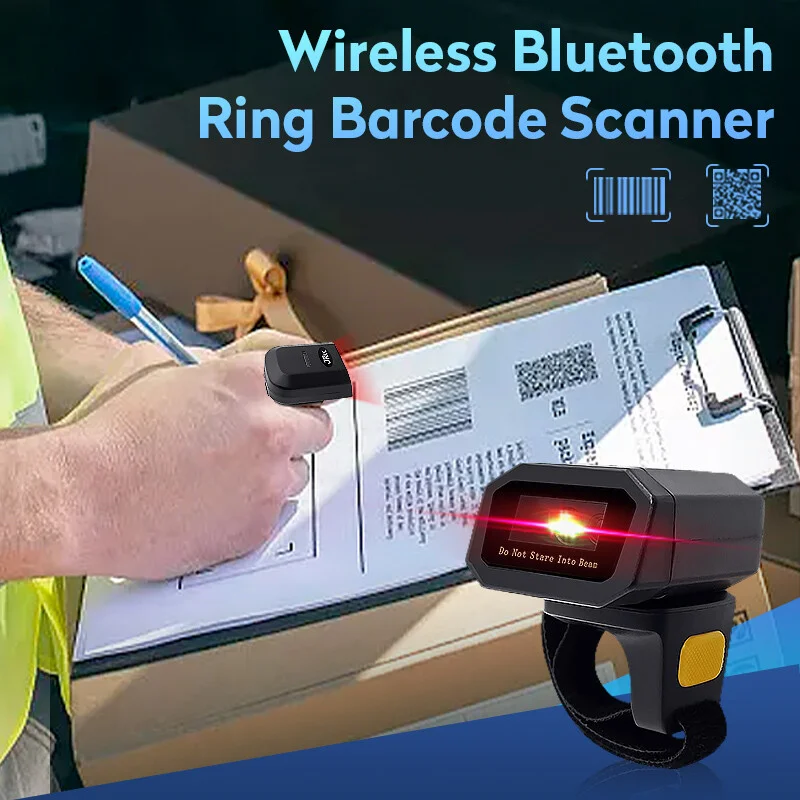 

Wearable Bluetooth Finger 2D Barcode Scanner with Stock Charger Universal
