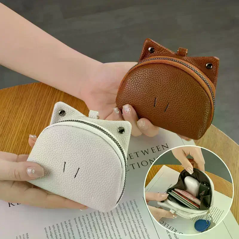 /HTF/PU Leather Coin Purse Cute Cat Ear Design Durable Zipper For Daily Use Store Coins Lipstick Small Accessories Mini