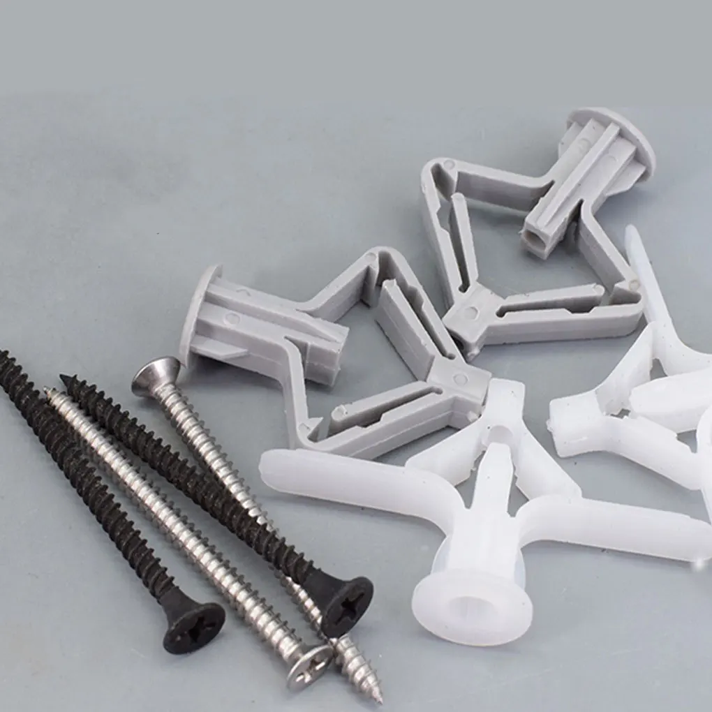 50 Pieces Plastic Expansion Drywall Anchor Pipe Tube Kit Screw Self Drilling Gypsum Outlet Hollow Brick Nail Type 2