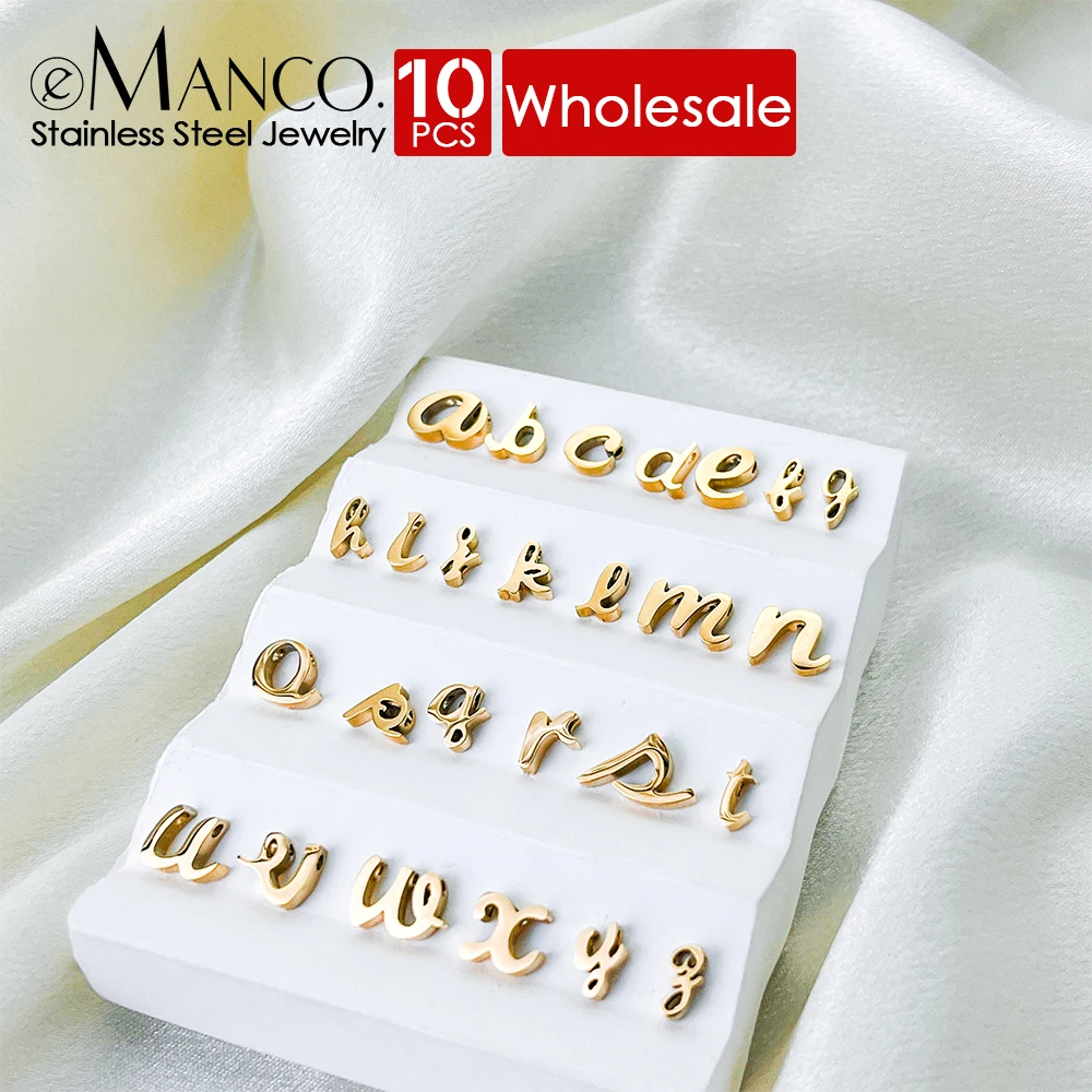 

eManco 10PCS A-Z 26 Lowercase Stainless Steel Alphabet Accessories 1.5MM Hole for DIY Necklace Bracelet Making Jewelry