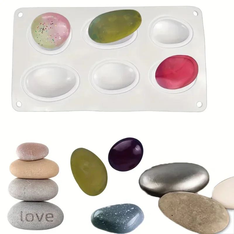 Pea Gravel Resin Silicone Mold 3D Stone Painting Suit DIY Resin Plaster Pebble Mold Garden Decoration Potted Plant Display