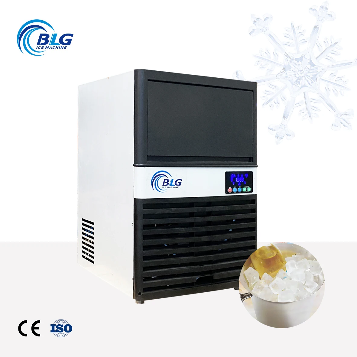 ماكينة صنع مكعبات الثلج عالية الجودة أوتوماتيكية بالكامل 220 فولت 50 كجم 110 رطل موفرة للطاقة لاستخدام البار إنتاج كتلة كريستال باردة #3