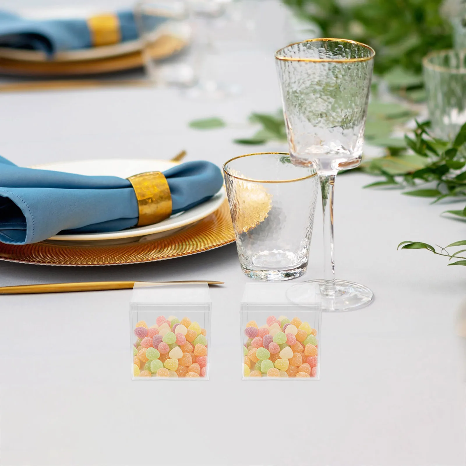 

24pcs Transparent Plastic Gift Box 5.5Cm Clear Square Container For Candy Jewelry Storage Party Favor Wedding Organizer