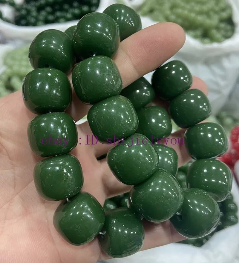 AAA Certified Size 18mm Real Natural Grade A Green Jade Bracelet Bracelet -