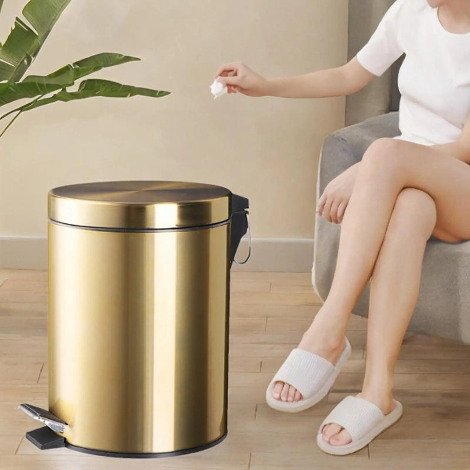 

Step Trash Can Slient Garbage Dustbin Slim Pedal Bin for Home Bedroom Toilet