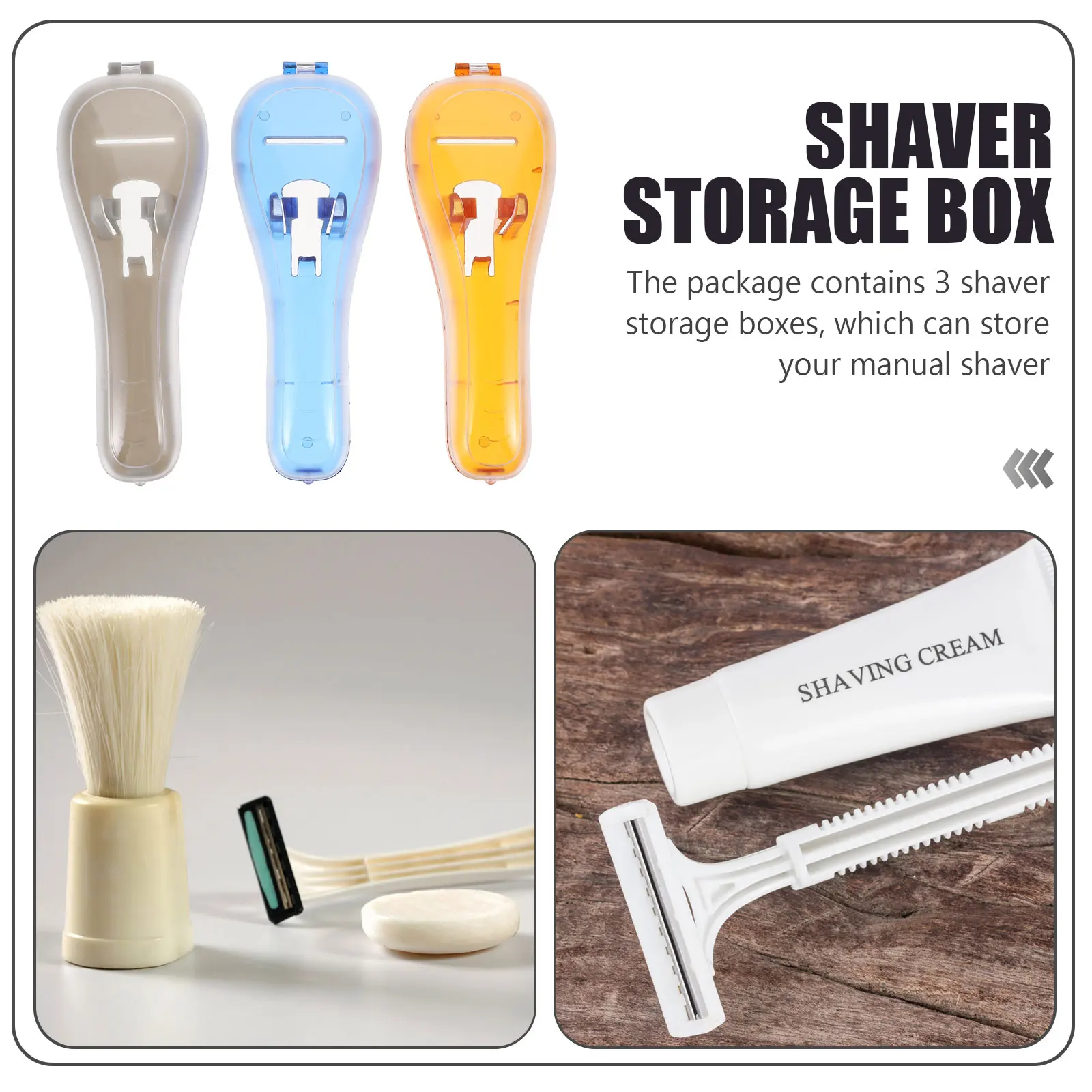 

3Pcs Shaver Box Lightweight Portable Razor Storage Case Travel Shaver Bag HighQuality LongService EnvironmentalProtection