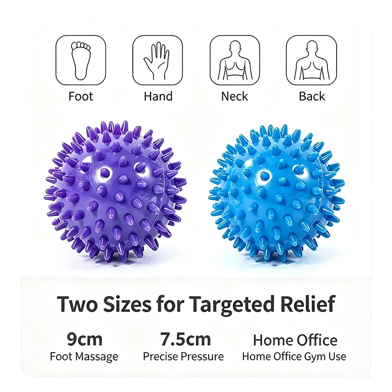 Spiky Massage Balls 7.5cm & 9cm Deep Tissue Fascia Release Ball Portable Foot Back Neck Shoulder Muscle Relief Spike Ball