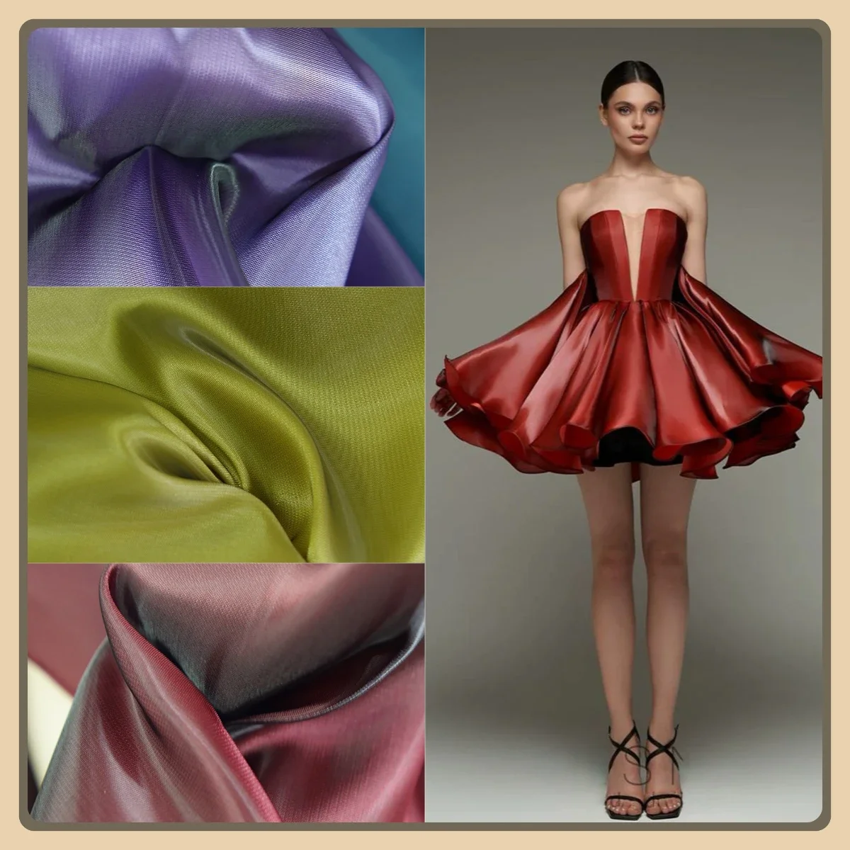 Rich Luster Satin Fabric With Smooth Texture Excellent Drape For Fashion Design Home Furnishing Performance Costumes Packaging