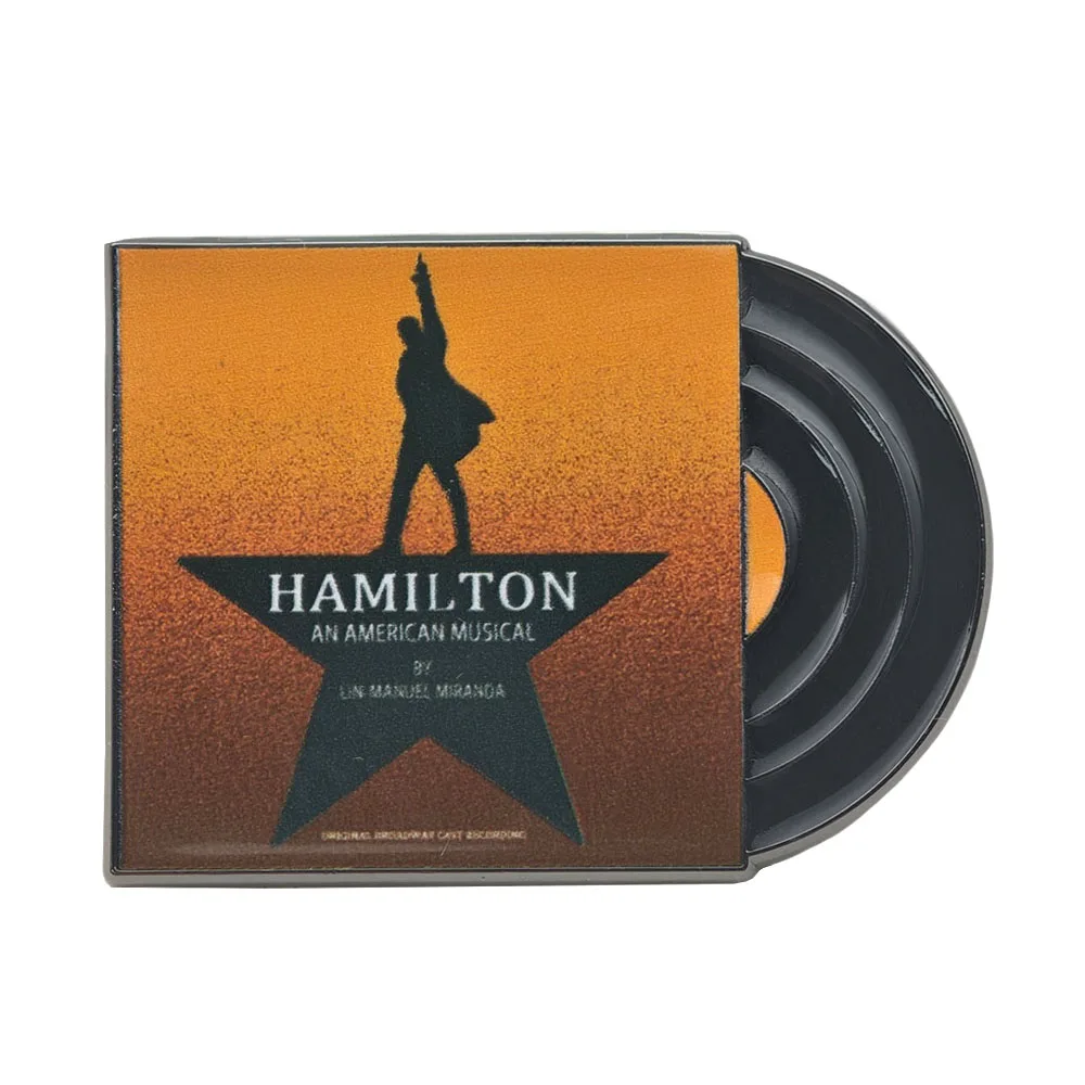Hamilton An American Musical Brooch Classic Well-known Theater Lapel Pin Black Vinyl Record Badge Star Silhouette Jewelry Gift