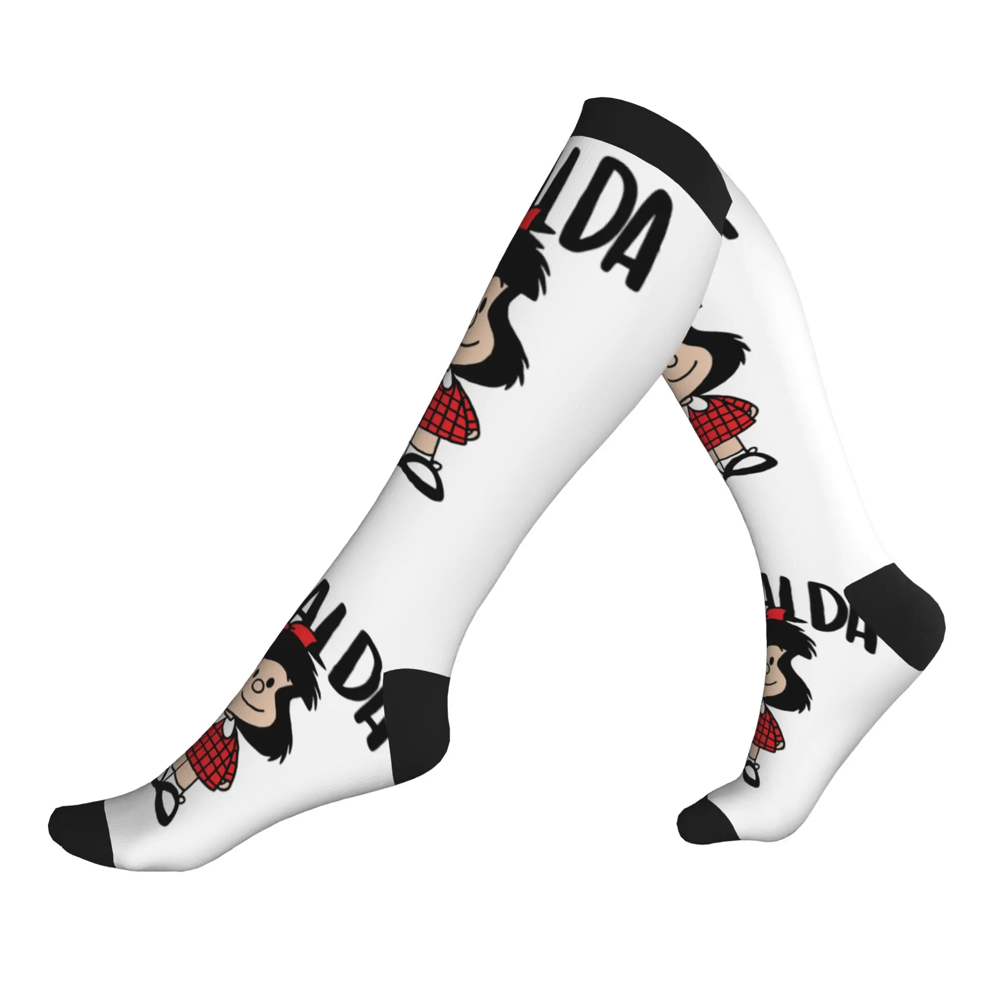 Manga Quino Mafalda Kawaii Cartoon Men's Sports Compression Socks Unisex Fun 3D Printed  Dress Socks