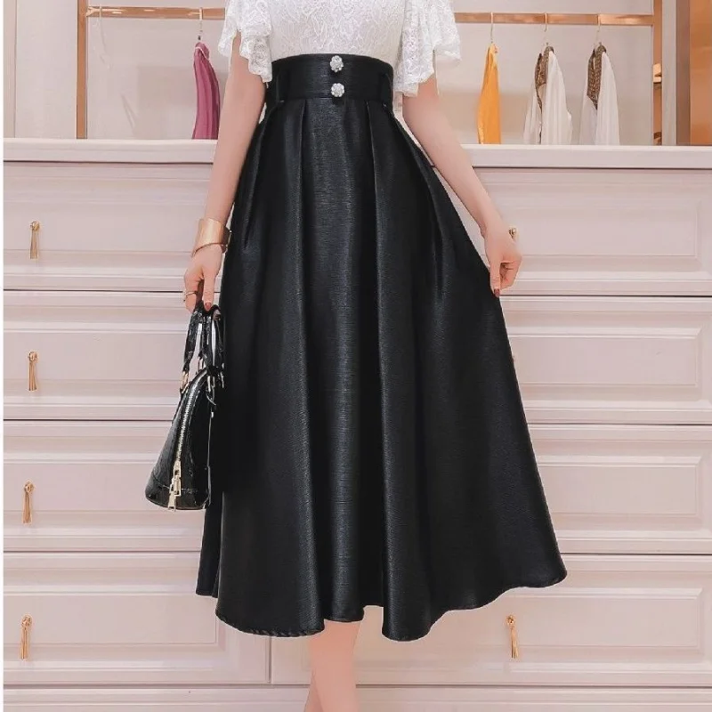 Satin High Waist Half Skirt for Women 2023 Spring High end Design Sense Casual Solid Versatile Style Umbrella Skirt Female Tops