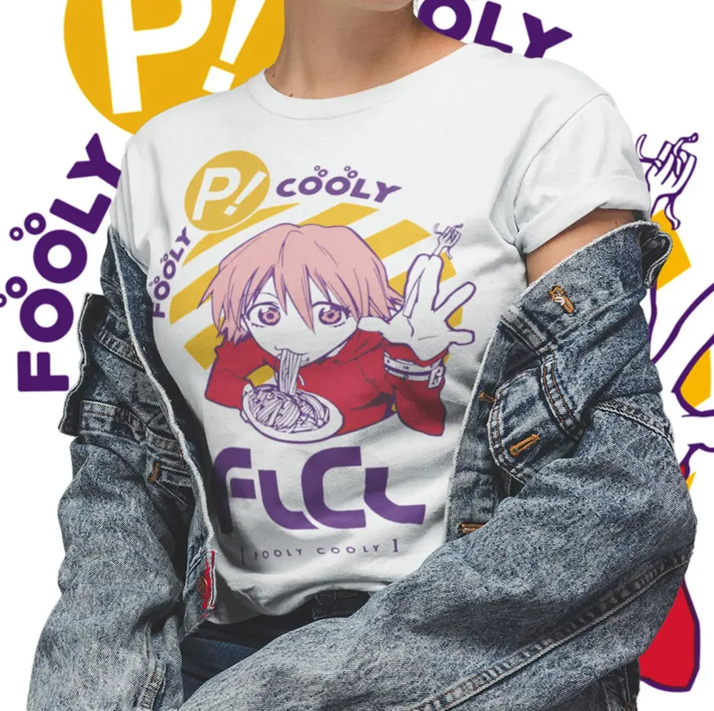 FLCL Haruko Fooly Cooly Anime Haruko New T-Shirt Haruhara Gainax Black And white