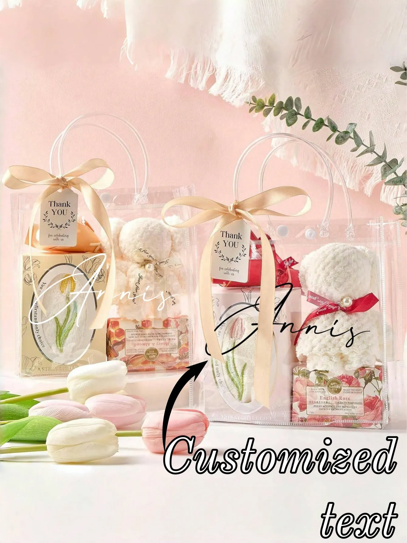 1pc Custom Proposal Gift Bag With Handle Bridesmaid Groomsmen Bachelor Party Gift Valentine Birthday Transparent Custom Gift Bag