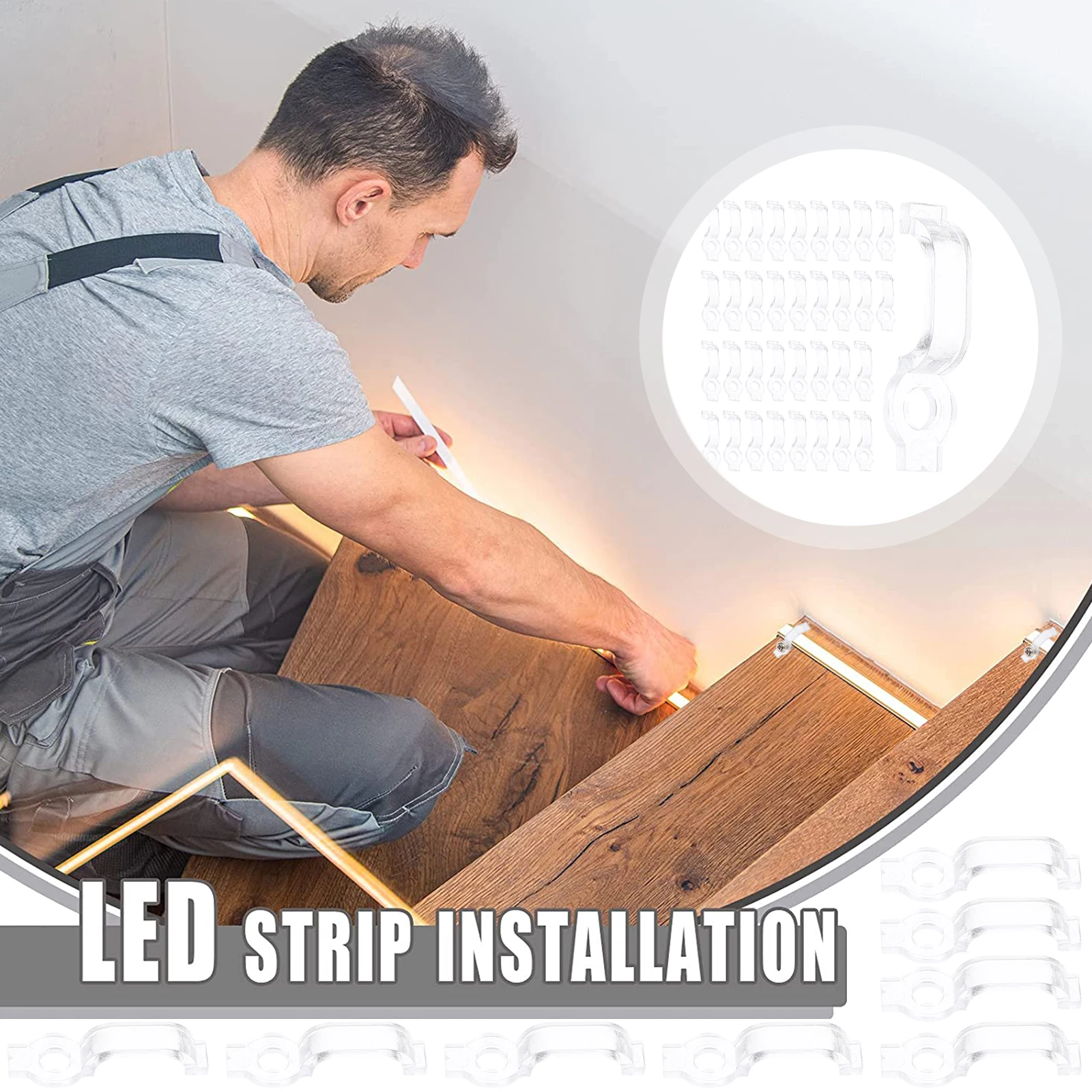 

100Pcs Fire Retardant LED Strip Light Holders One Side Screw Fixing Outdoor Lighting Accessories LED Light Clips