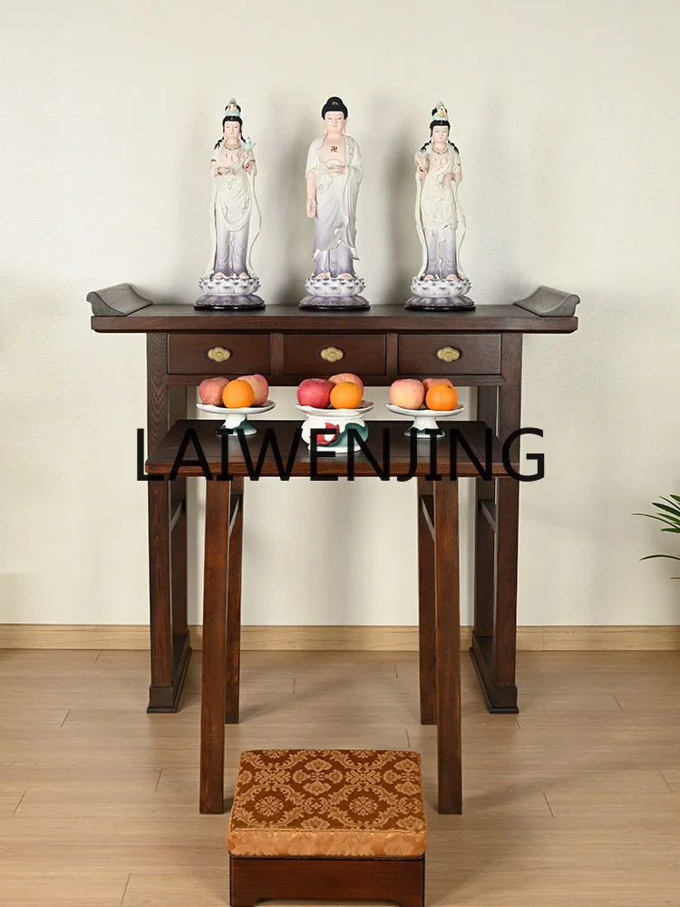 Domestic Buddhist Hall Modern Minimalist Table Set God of Wealth Bodhisattva Incense Burner Table Buddha Shrine Altar