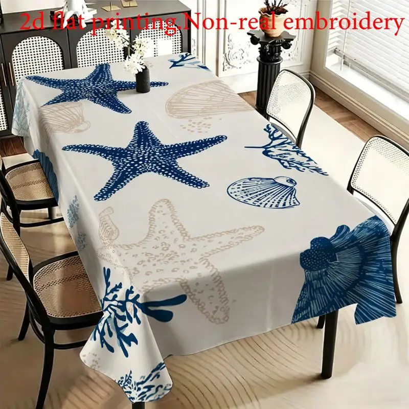 One piece of seastarfish shell-print tablecloth, suitable for use as a tablecloth on the dining table, round shape