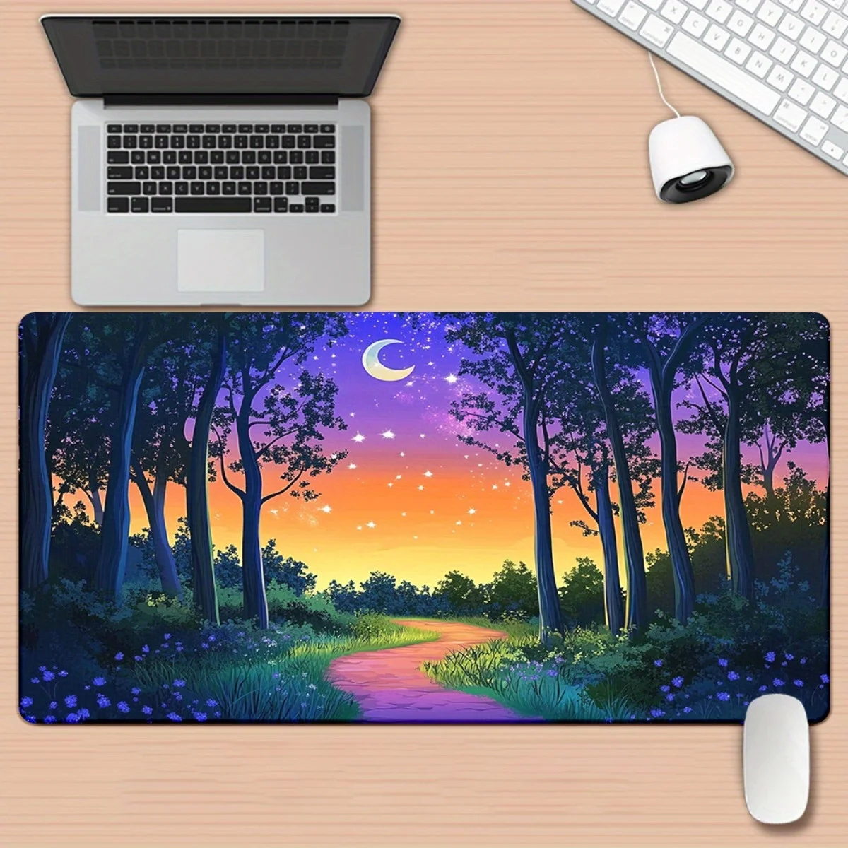 Sunset Forest Path XXL Mousepad Rubber Gaming Desk Mat for Computer PC Office