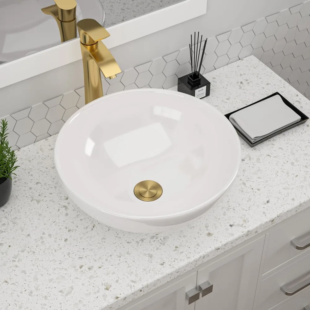 Bowl Sinks for Bathrooms Round Small Vessel Sink Countertop Porcelain Round Bathroom Sink Bowl Above Counter Vanity Sink Basin